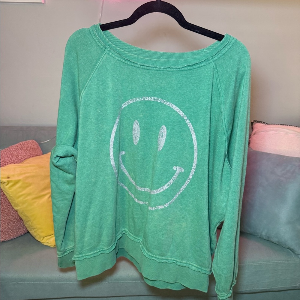 ❌FP Movement by Free People Green Off-the-Shoulder Sweater